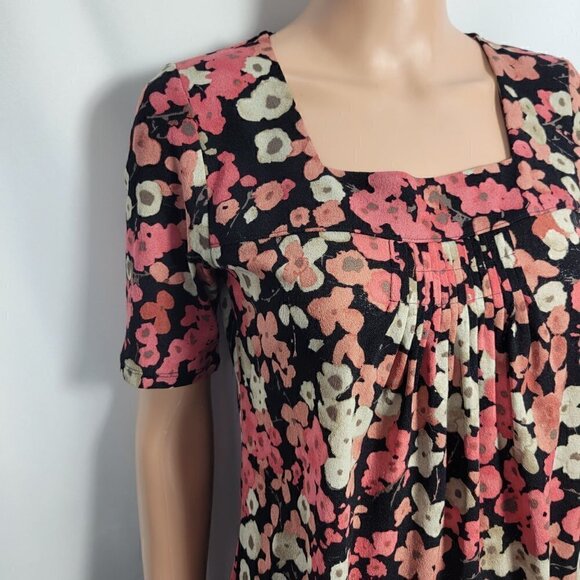 J. Jill Women's Floral Gathered Front Square Neckline 3/4 Sleeve Blouse Size S - Picture 2 of 10
